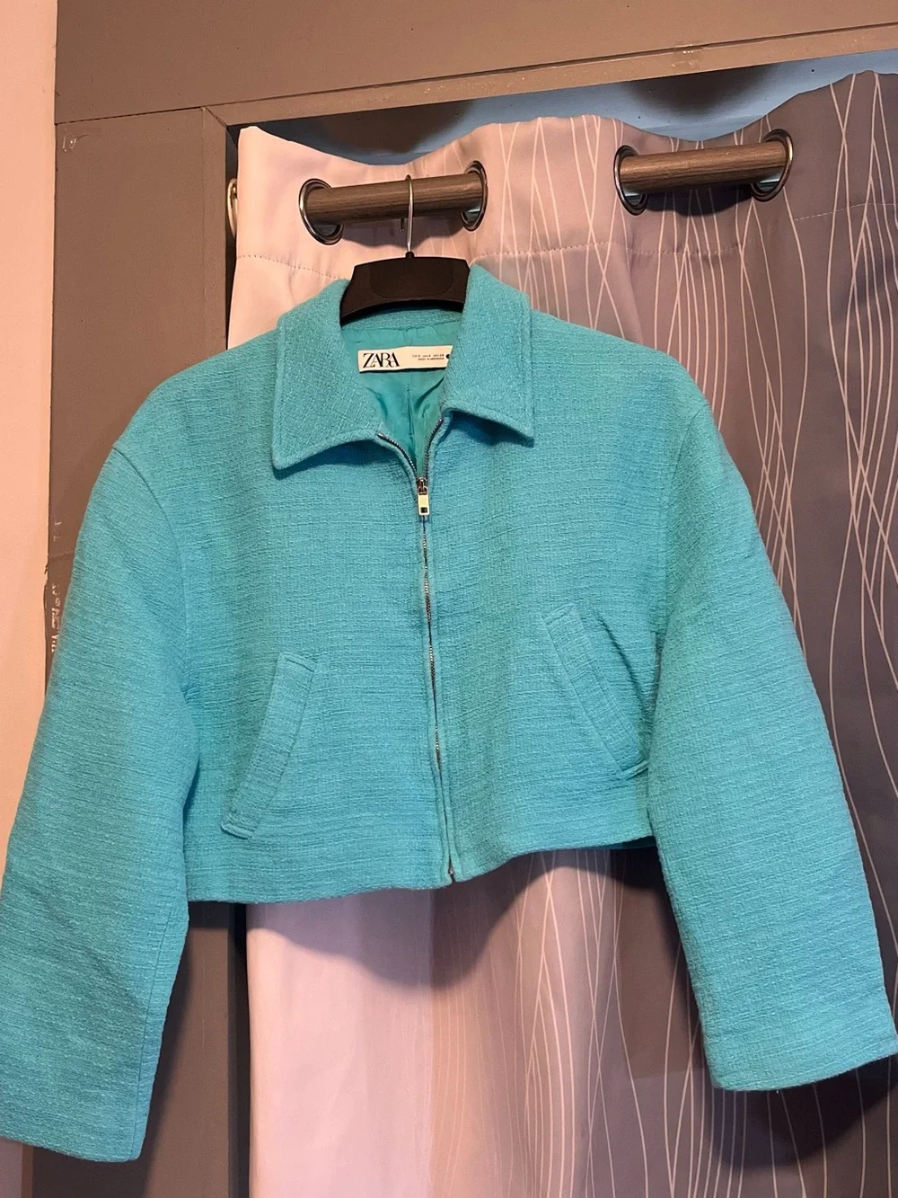 Zara Set Skirt & Jacket Set Turquoise Aqua Blue Two Piece